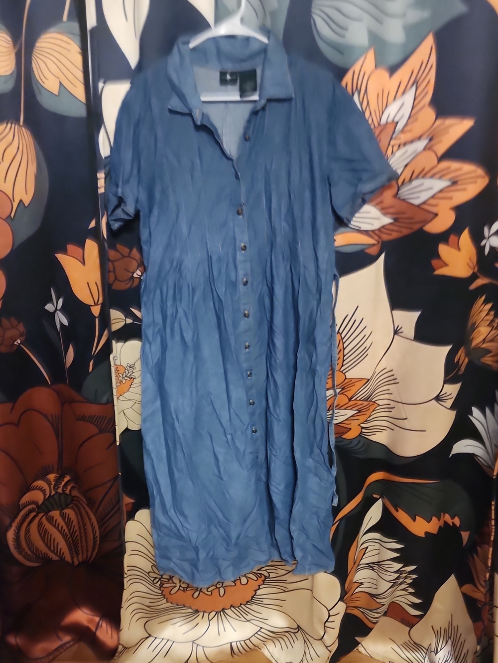 Hunt Club Blue Button-Front Swim Coverup Dress